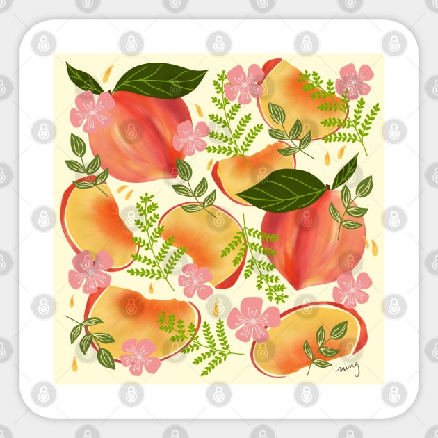 Peaches & Flowers Sticker by thewhimsicalrepose